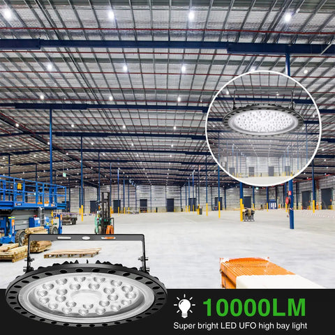 500W UFO LED High Bay Light Pro Grade 50000LM Daylight White 6000K To 6500K in warehouse setting