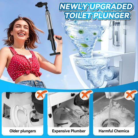 Smooth Operator Heavy Duty Air Toilet Plunger With Visual Pressure Gauge, Stainless Steel Drain Blaster That Kicks Stubborn Pipe Jams To The Curb For Quick Clog Removal In Kitchen And Baths