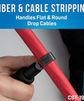 Hand using Fiber Prep Kit With VFL Plus For Tech Pros Includes Drop And 3 Hole Stripper Visual Fault Locator Fiber Connector Cleaners