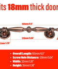 Five Pack Bronze Vintage Cabinet Handles With Antique Copper Finish for 18mm thick doors, 5 Inch Hole Centers, 6.5 Inch Length