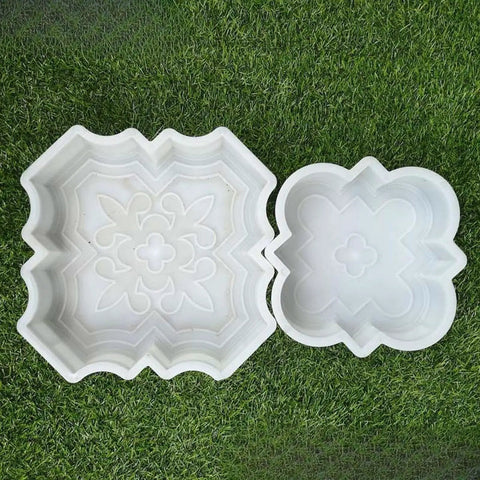 Two Pack Concrete Molds For Walkways And Garden Pavers Reusable Plastic Brick Molds For DIY Cement Stepping Stones on grass