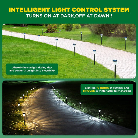 10 Pack Solar Outdoor Lights Waterproof Dusk To Dawn Up To 12 Hours Solar Powered Pathway Garden Lights With Auto On Off by walkway