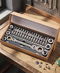 23 Piece Flexible Head Ratchet Socket Wrench Set With Heavy Duty CRV Steel All In One Repair Tool Kit Includes Screwdriver Bits