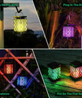 Hanging Solar Lanterns With 9 Modes Color Changing And Fixed Flickering Flame Waterproof Outdoor Lights for garden and patio