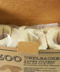Open box showing 300 unbleached paper filters with lid for Keurig K Cup single serve brewers fits Ekobrew EZ Cup and other reusable filters.