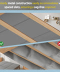 Queen Size Bunkie Board Featuring A Rock Solid Metal Frame And Dense Foam Core Non Slip Mattress Foundation with slats.