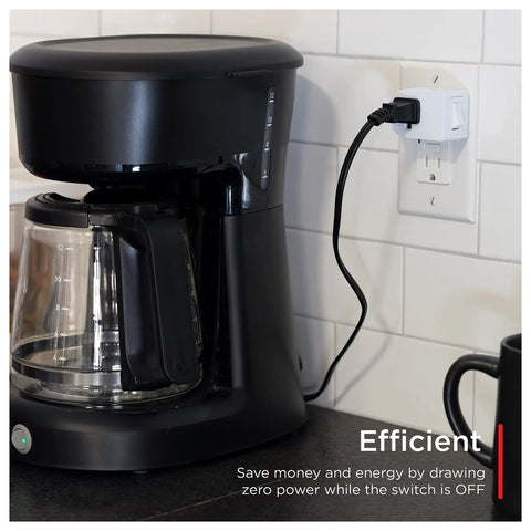 Grounded Power Switch 2 Pack Outlet Extender With On Off Button used with coffee maker for energy efficiency