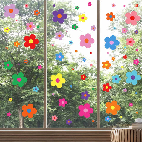 288 Piece Flower Wall Sticker Set Colorful Floral Vinyl Decals For Nursery And Bedroom Peel And Stick Y2K Aesthetic Decor