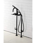 Concord Freestanding Tub Faucet With Supply Line Matte Black Finish Solid Brass Floor Mount Stop Valve 11 And 5 Eighths Inch