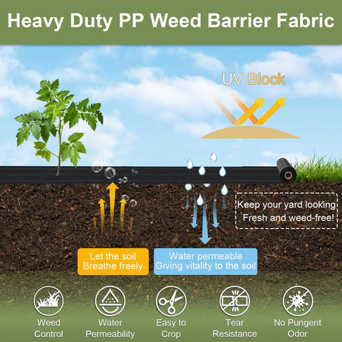 Tough As Nails Heavy Duty 3oz Weed Barrier Fabric 4t By 100ft Woven Landscape Ground Cover With 30 Staples For Driveway Garden Yard And Greenhouse Use Durable Polypropylene Material