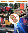 Heavy Duty Chain Binders And Tie Down Chains 3/8 To 1/2 Inch 10 Foot Length With G70 Hooks Ratchet Load Binders in use on flatbed trailer