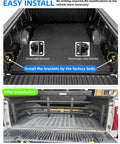 Heavy Duty Truck Bed Extender Mounting Brackets Kit For Toyota Tundra 2007 To 2025 installed with no drilling in pickup bed.