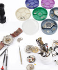 Colorful 5 Layer Watch Parts Storage Box Organizer For Movement Screws And Components, showcasing stacking rotatable design.