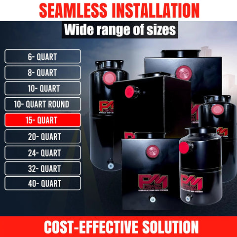 Various sizes of hydraulic reservoirs including 15 Quart Metal Square Hydraulic Reservoir For Power Units Replacement Tank