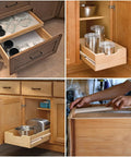 Rock Solid Beech Wood Drawer Slides Center Mount Cabinet Hardware Includes Six Piece Set with drawer organization in use.