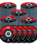 Heavy Duty T29 Flap Discs 40 Grit 4 1/2 Inch By 7/8 Arbor For Angle Grinder stacked for metal and wood sanding.