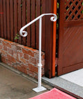 Indoor Wooden Stair Hand Rail With Wall Mount And Metal Brackets, Modern Staircase Hand Rails installed outdoors by gate