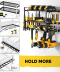 Two Pack Power Tool Organizer Wall Mount With Three Layer Storage And Eight Drill Holders, Beefy Heavy Duty Metal Rack on wall