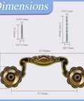 Dimensions of Antique Bronze Cabinet Pulls Set Of 10 With 3 Inch Hole Centers showing handle size in inches, screws included