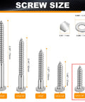 Weekend Warrior Approved 304 Stainless Steel Hex Head Lag Bolts For Wood 1/4 By 1-1/4 Inches screw size chart with hex heads