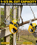 Brushless Electric Pruning Shears Cordless Garden Power Tool With LCD Display cutting fine and rough stems, SK5 Blades shown
