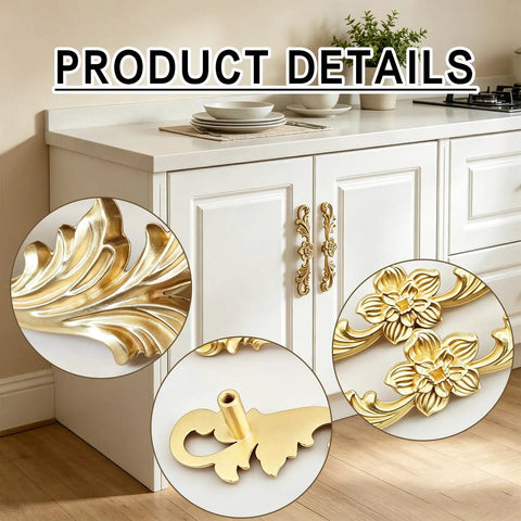 Upgrade Your Furniture Game Now With These Hella Charming Golden Floral Cabinet Handles And Vintage Drawer Pulls Designed To Bring Major Retro Swagger To Dresser Drawers And Bedroom Wardrobe Cabinetry Projects Instantly, featuring intricate floral designs.
