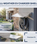Heavy Duty Stainless Steel EV Charger Protector Weatherproof Housing For Outdoor Charge Points with angled rain shield.