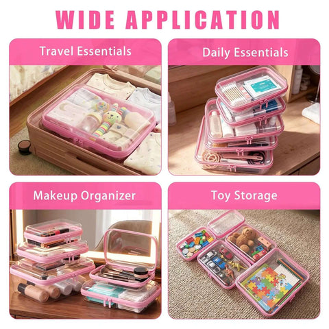 Straight Up Heavy Duty Clear Hard Shell Zipper Cases, Major Game Changer Diaper Bag Organizers for travel, makeup, and toy storage.