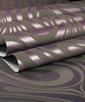 3D Flocking Wall Wallpaper Roll With Abstract Curve Pattern In Striped Purple, Non Woven, 0.7m x 8.4m, Rich Texture Detail
