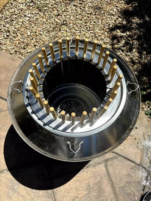 Fire Pit Accessory Conversion Kit To Turn Bonfire Into A Grill For Backyard Grillin Sessions With 28 Kababs Ready To Grill And Easy Skewer Setup For Smoky Flavor.