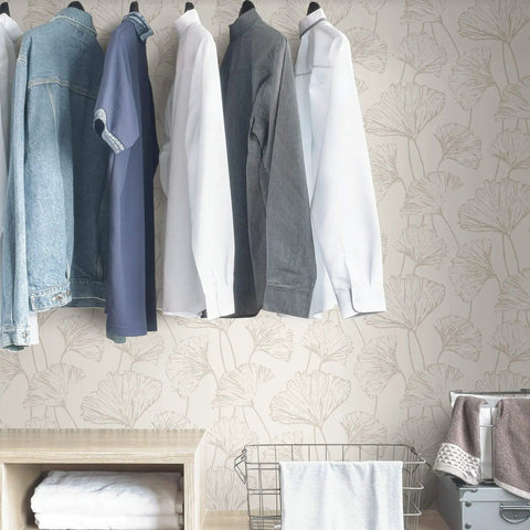 Silver Hikarigaoka Floral Peel And Stick Wallpaper NUS3578 No Mess Easy To Apply Removable And Repositionable With No Residue On Smooth Painted Walls Not For Textured Surfaces