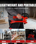Alwalkee portable pipe vise, red aluminum pipe clamp held in hand