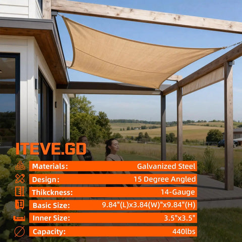 15 Degree Slant Pergola Bracket Kit For 4 By 4 Posts Two Way L Shaped Roof Brackets on outdoor deck with shade canopy