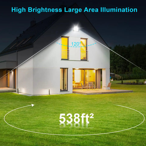 Hella Bright 50W LED Flood Lights Outdoor 5000 Lumens IP66 Waterproof Plug In Security Floodlights 6000K lighting a house yard