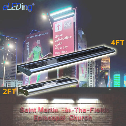 Solar Powered Outdoor LED Wall Light 10W For Billboards And Signs, Weatherproof Wireless Security Lamp with dusk-to-dawn illumination