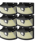 Solar Motion Sensor Lights 120 LED Pack With 270 Degree Wide Angle IP65 Waterproof Outdoor Step Lights For Front Door Yard Garage Deck 6 Pack Black And Daylight White