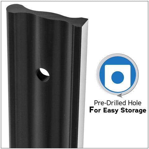 Close-up of Heavy Duty 24 Inch Anodized Aluminum Straight Edge Tool showing pre-drilled hole for easy storage.