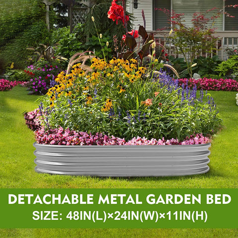 Two Pack Metal Raised Garden Bed 4x2x1ft Galvanized Planter Box For Backyard Veggies And Flowers Open Bottom Drainage Design