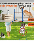 Image of a 4-Piece Dog Agility Training Kit With Adjustable Hoop Jump Weave Poles Pause Box And Outdoor Obstacle Course Gear