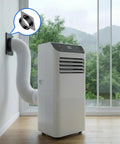 Portable air conditioner with 4 Inch Duct Connector Flange Metal Dryer Vent Fitting Square To Round Ducting Plate connected to window
