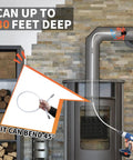 Chimney Sweep Kit 30Ft With Rotary Flexible Cleaning Brush And Nine Rods For Deep Cleaning Of Chimneys And Dryer Vents Pro Grade Chrome Button Lock Design To Prevent Slippage During Rotation And Soot Creosote Buildup Removal, 30 ft deep cleaning scene