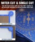 7.3 Inch Aluminum Miter Bevel Gauge Precision Angle Finder With Laser Etched Dual Scales for accurate miter and single cuts.