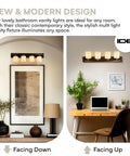 Four Light Bathroom Vanity Lights Over Mirror With Modern Glass Shade Panel In Matte Black Finish Hollywood Style Wall Sconce.