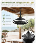 Outdoor Ceiling Fan With Light For Patio Vibes And Pergolas 20 Inch Weatherproof Plug In Gazebo Fan With Remote And App Control