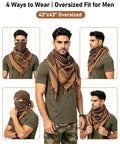 Man wearing Military Style Shemagh Desert Scarf Wrap 100 Percent Cotton Keffiyeh Neck Headwear For Men And Women Desert Tan