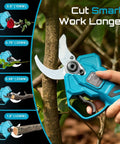 Close-up of Electric Pruning Shears Cordless 1.8 Inch Cut With Brushless Motor Dual 4Ah Batteries 4 Level Adjustable SK5 Blade