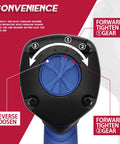 Close-up of control settings on Half Inch Air Impact Wrench With 7000 RPM Free Speed, 1000 Nm Drive, highlighting forward and reverse gears.