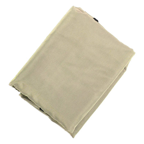 Folded beige outdoor swing canopy top replacement cover for porch and patio yard chair, easy fit no fuss weatherproof dustproof shield