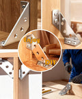 Heavy Duty Stainless Steel Triangle Corner Connectors Set Of 10 With Pre Drilled Holes And Included Screws for DIY wood projects.