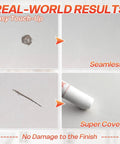 Image showing real-world results of White Wood Filler Sticks 3 Pack Quick Dry Putty for easy touch-ups on wall dings.